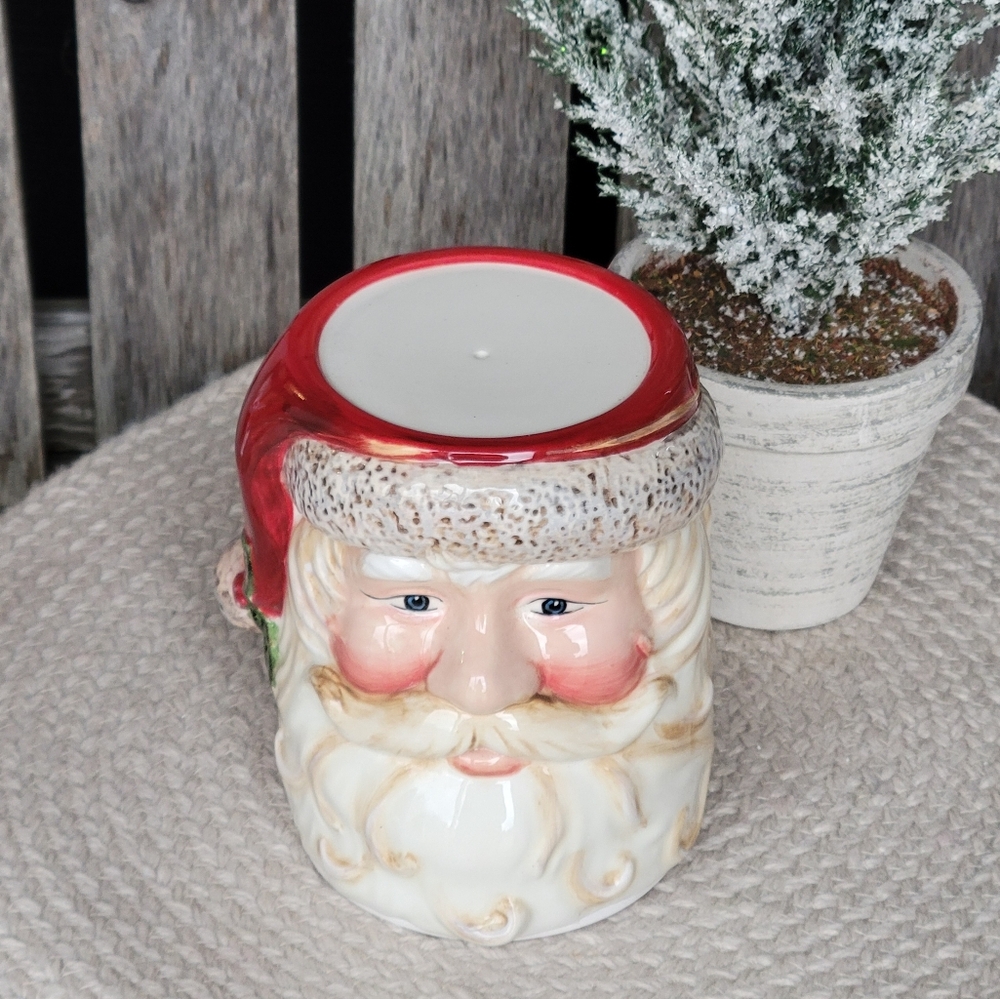 Old fashioned SANTA ceramic pillar candle holder